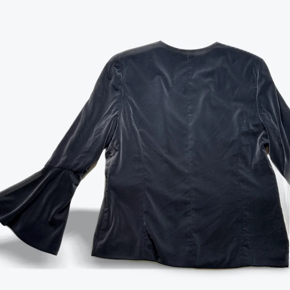 Drew Open Front Blazer Anthropologie Jacket Aria Top Velvet Bell Sleeve NWT L